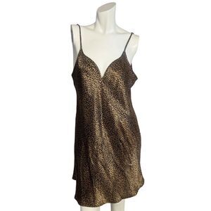 Vintage Morgan Taylor Intimates Leopard Print Satin Slip Dress Women's Size M